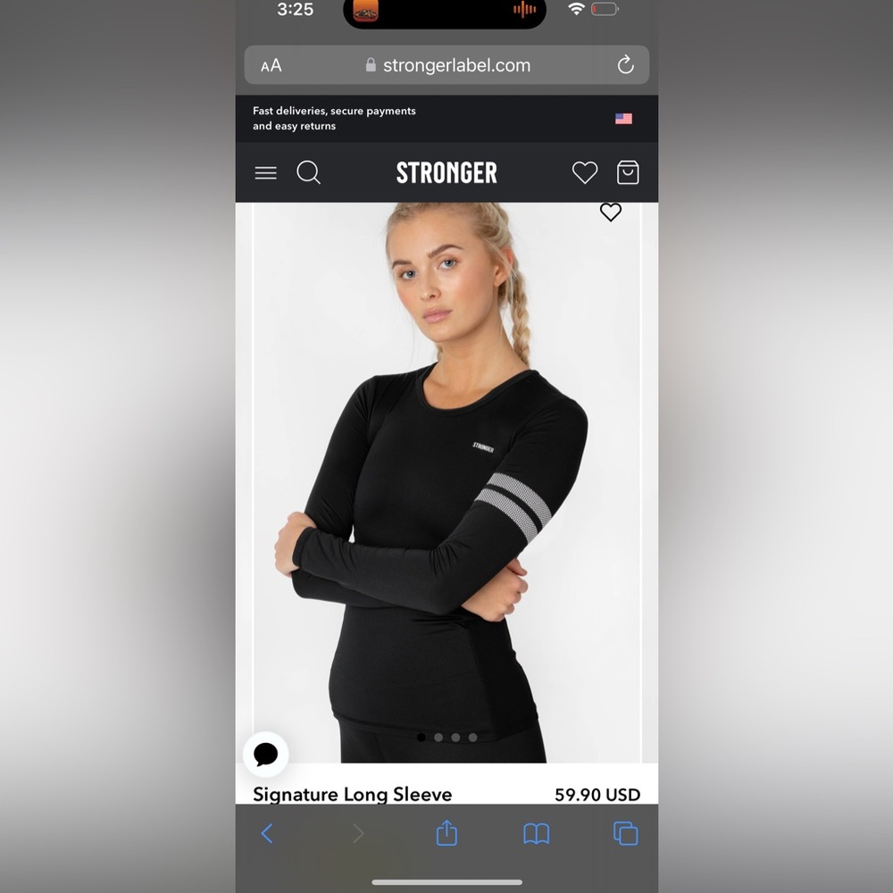Stronger- black workout long sleeve shirt